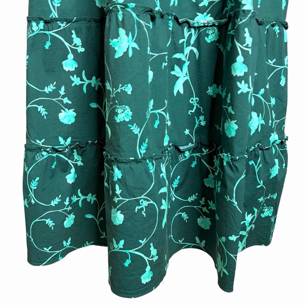 Hill House Home Nap Dress M Green Botanical Smocked Preppy Resort Cotton Midi - Picture 5 of 7